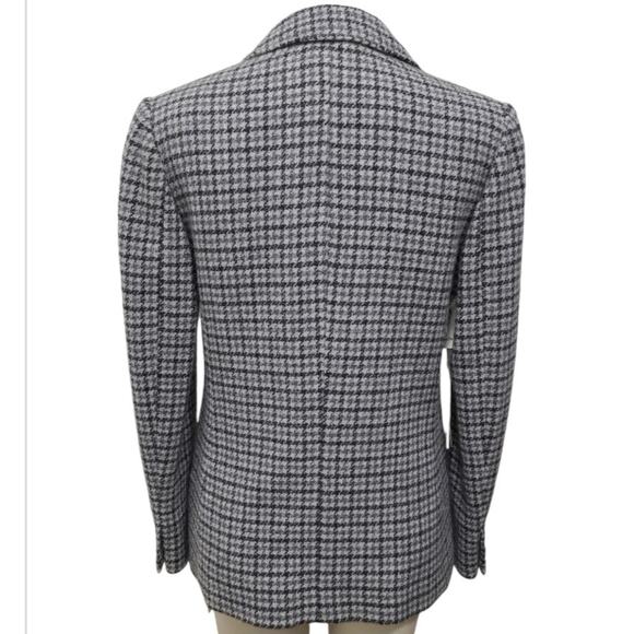 NWT Aritzia Wilfred Darmon Wool Blend Houndstooth Plaid Blazer Size 6 Gray Black - Picture 3 of 15
